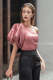 Everly One Shoulder Top Rose Wood