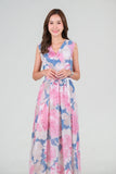 Sirene Maxi Dress - Pink Blue Floral