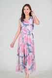 Sirene Maxi Dress - Pink Blue Floral