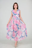 Sirene Maxi Dress - Pink Blue Floral