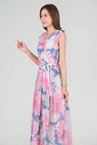 Sirene Maxi Dress - Pink Blue Floral