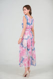 Sirene Maxi Dress - Pink Blue Floral