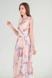 Sirene Maxi Dress - Cream Brown Floral