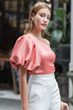 Everly One Shoulder Top Peach